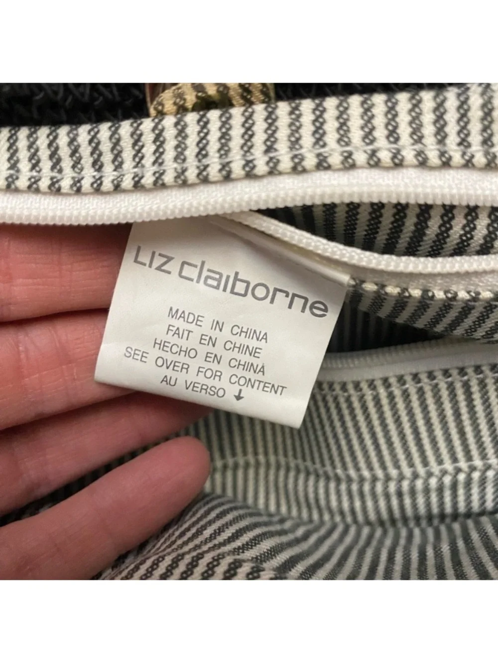 Liz Claiborne Womens Vintage Black Woven 90s Nautical Hobo Style Preppy